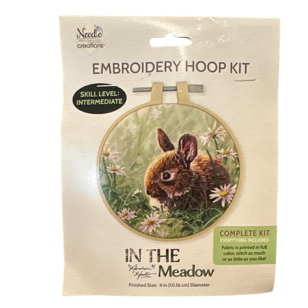 Needle Creations In The Meadow Bunny Rabbit Embroidery Hoop Kit DIY Craft